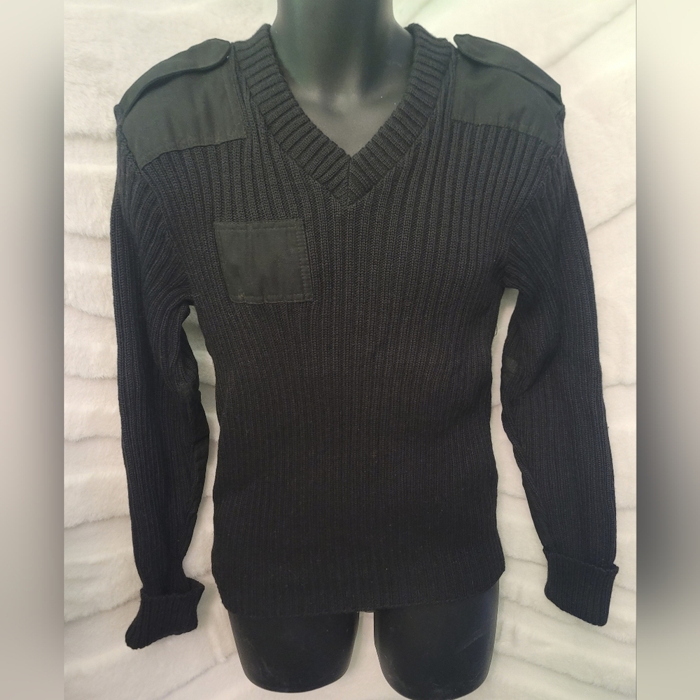 Vintage Brigade Quartermasters Black Military Sweater Woolly Pully Wool Sz 40